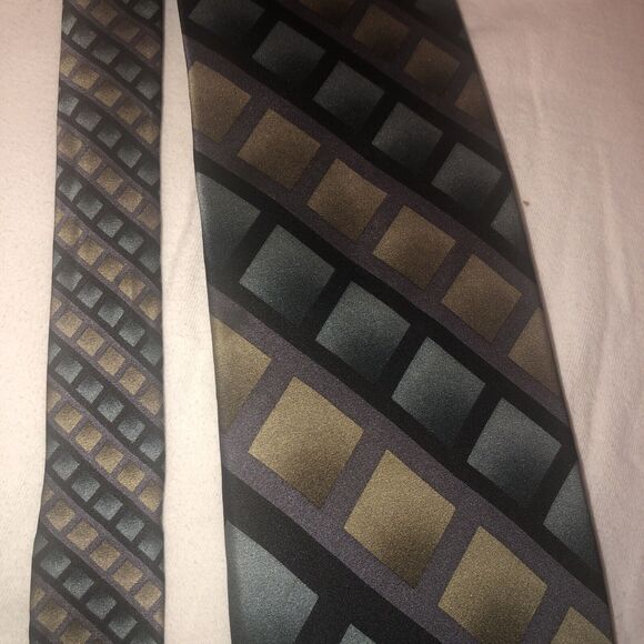 Jimmy V 100% Silk Neck Tie Blue/Green Patterned/purple/black - Picture 3 of 8